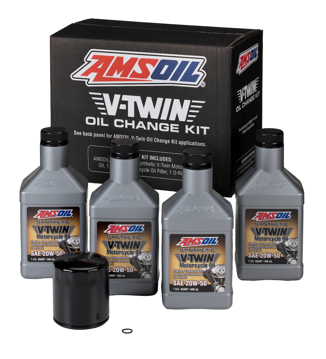 AMSOIL Synthetic V-Twin Motorcycle Oil Change Kit